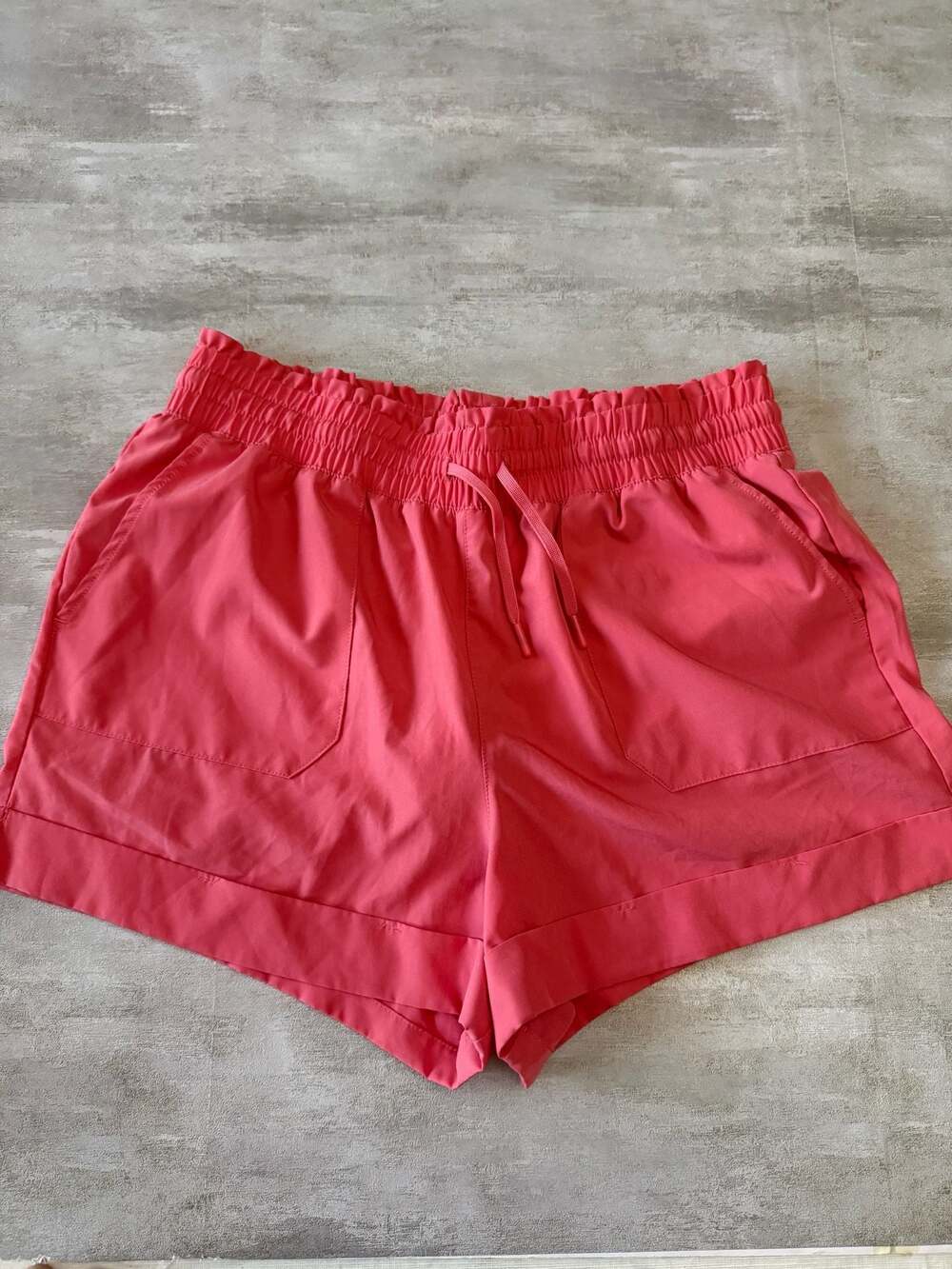 90 Degree By Reflex Women's XL Coral Pink Athletic Drawstring Shorts with Pocket